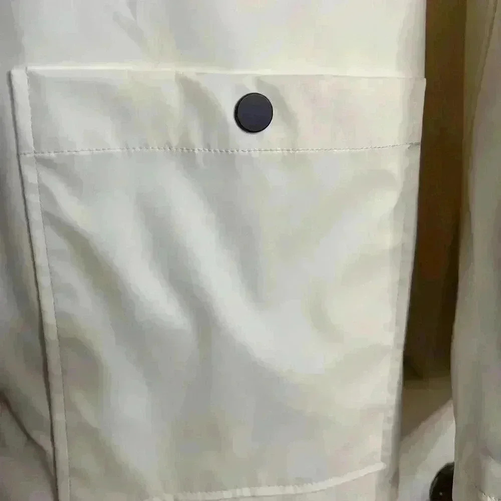 Top  Shop White Raincoat with Black Snaps and Zipper Size 6 - Picture 4 of 13
